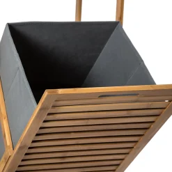 Etagère Salle De Bains|Colonne De Salle De Bains|5Five Etagère de salle de bains avec panier à linge, gris et bambou, Mix&Modul