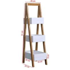 Mobili Rebecca Etagère de Salle de Bains avec 3 Etagères MDF Bambu Blanc Marron Rebecca Mobili