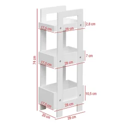Mobili Rebecca Etagère de Salle de Bains en MDF Blanc Moderne 74x28x20 cm Rebecca Mobili