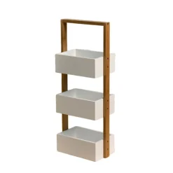 Etagère Salle De Bains|Calicosy Etagère droite bambou 3 bacs de rangement