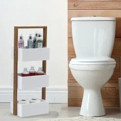 Etagère Salle De Bains|Calicosy Etagère droite bambou 3 bacs de rangement