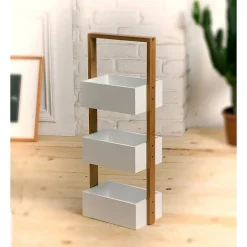 Etagère Salle De Bains|Calicosy Etagère droite bambou 3 bacs de rangement