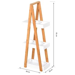 Homcom Etagère en bambou de salle de bain étagère debout 3 paniers dim. 30L x 18l x 81H cm bambou MDF blanc