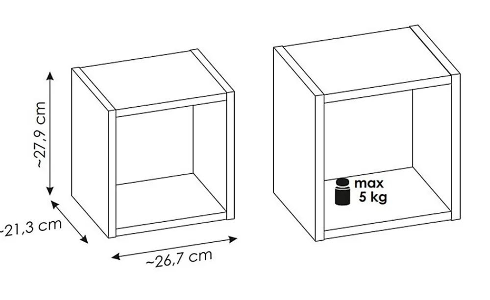 Furnidea Etagère haut de salle de bain suspendue NOVA NOIR 27 x 28 cm