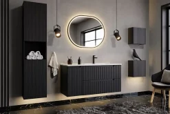 Furnidea Etagère haut de salle de bain suspendue NOVA NOIR 27 x 28 cm