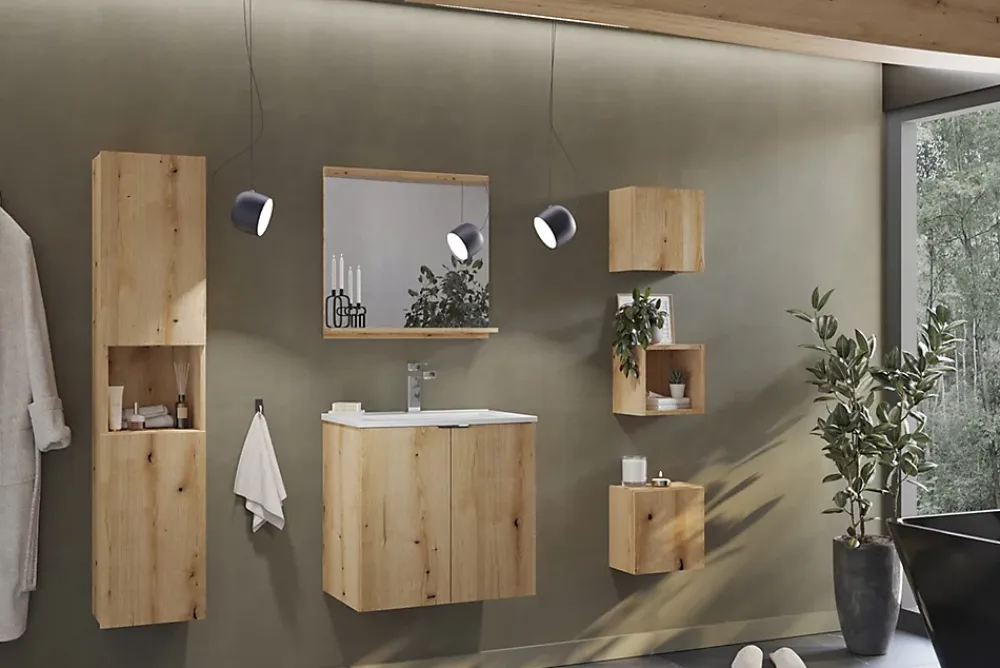 Etagère Salle De Bains|Furnidea Etagère haut de salle de bain suspendue NOVA OAK 27 x 28 cm