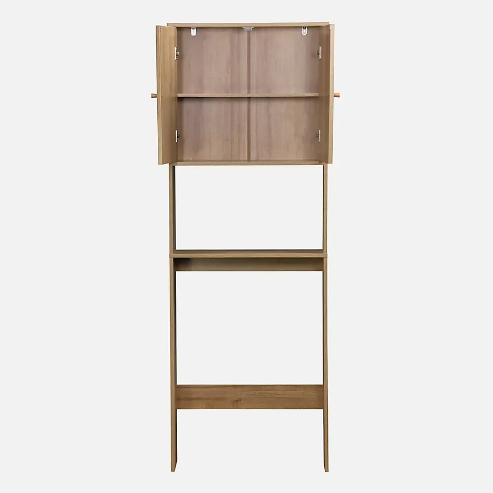 Meuble Wc|Sweeek Etagère meuble WC décor bois et cannage Bohème 1 étagère 64 x 20 x 180 cm naturel