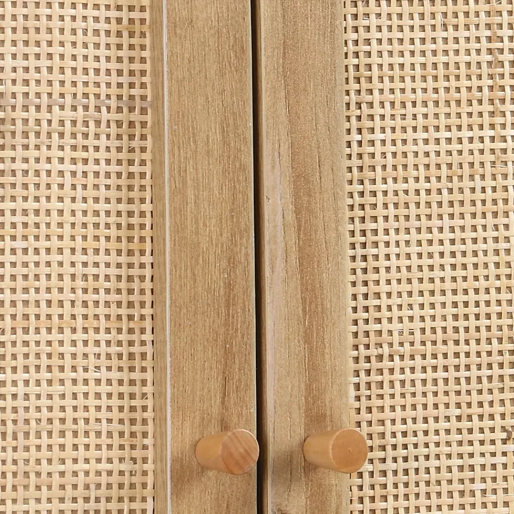 Meuble Wc|Sweeek Etagère meuble WC décor bois et cannage Bohème 1 étagère 64 x 20 x 180 cm naturel