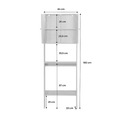 Meuble Wc|Sweeek Etagère meuble WC décor bois et cannage Bohème 1 étagère 64 x 20 x 180 cm naturel