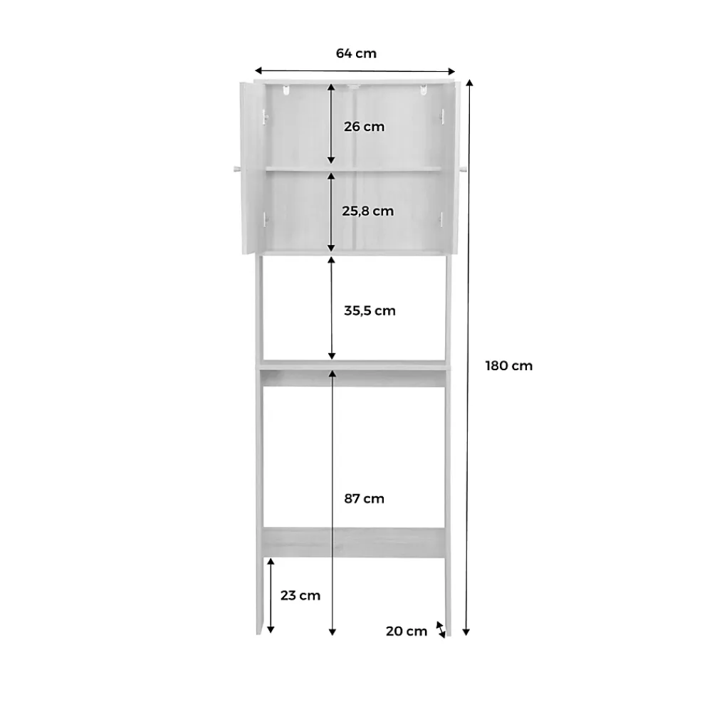 Meuble Wc|Sweeek Etagère meuble WC décor bois et cannage Bohème 1 étagère 64 x 20 x 180 cm naturel