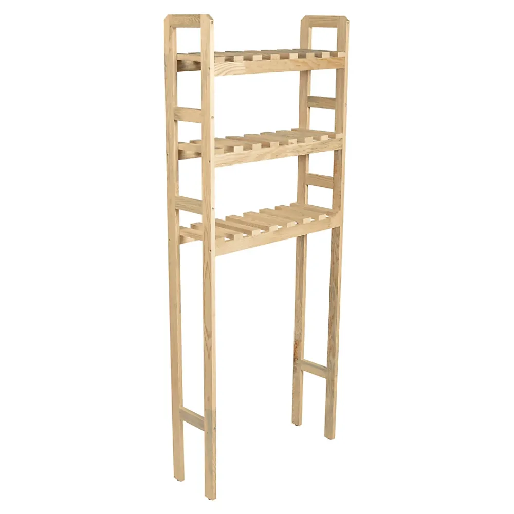 [En.Casa] Etagère pour machine à laver Alslev 3 niveaux pin 160 x 64 x 21 cm naturel en.casa