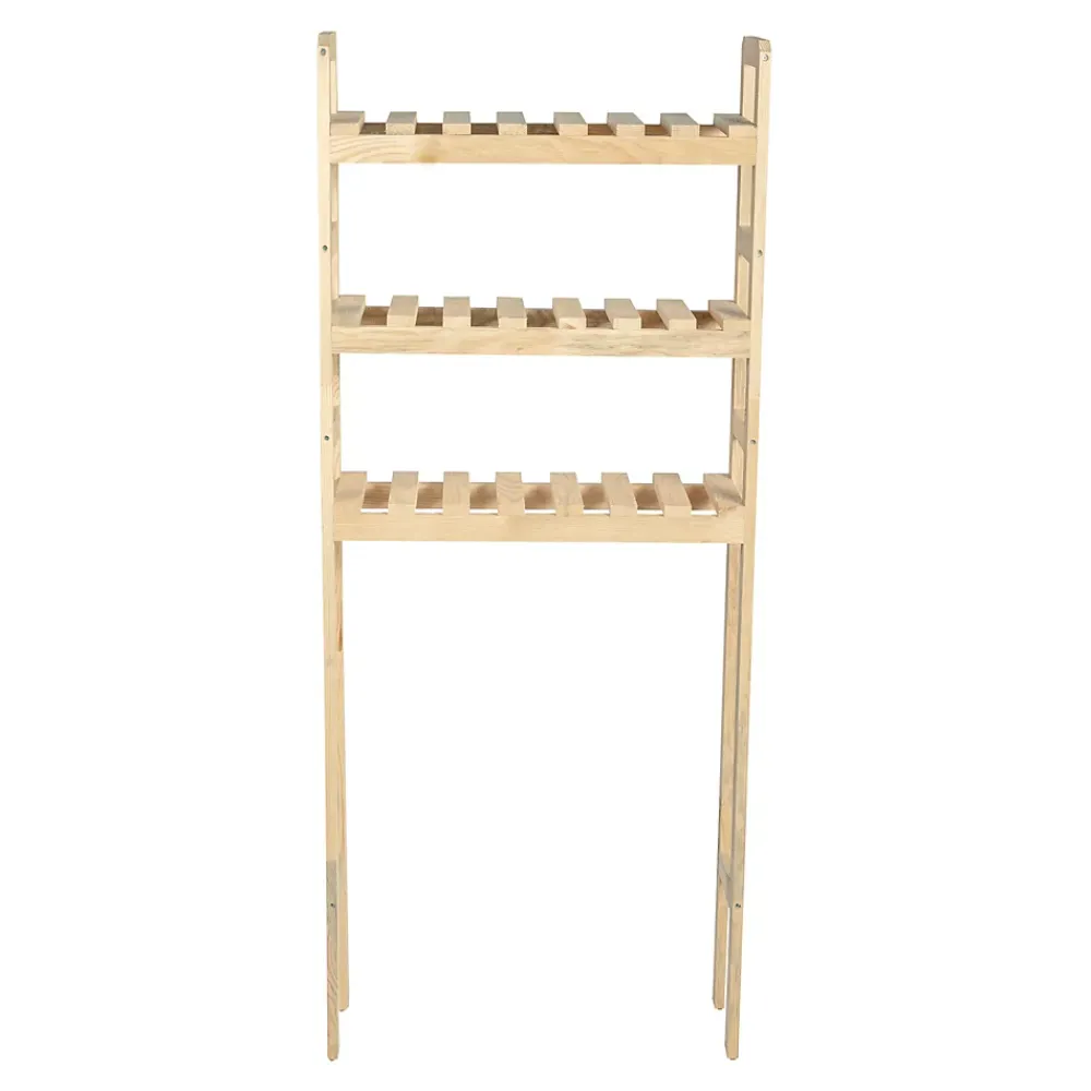 [En.Casa] Etagère pour machine à laver Alslev 3 niveaux pin 160 x 64 x 21 cm naturel en.casa