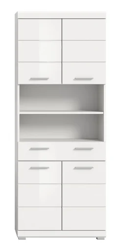 Chb Collection Eteka - Armoire haute (L/H/P : 74x191x31 cm) en imitation blanc et blanc brillant profond