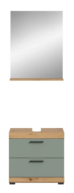 Armoire De Salle De Bains|Chb Collection Eteka - Combinaison de salle de bains (L/H/P : 60x191x34 cm) en imitation blanc et imitation sauge profonde