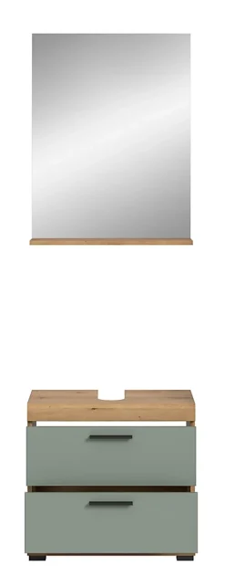 Armoire De Salle De Bains|Chb Collection Eteka - Combinaison de salle de bains (L/H/P : 60x191x34 cm) en imitation blanc et imitation sauge profonde