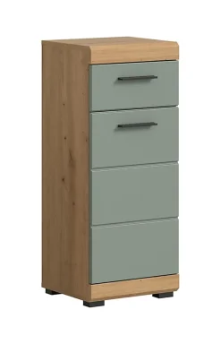 Colonne De Salle De Bains|Chb Collection Eteka - Meuble bas (L/H/P : 37x88x31 cm) en imitation blanc et chêne Artisan