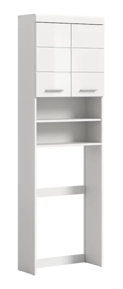 Armoire De Salle De Bains|Chb Collection Eteka - Meuble lavabo (L/H/P : 63x191x24 cm) en imitation blanc et blanc brillant profond
