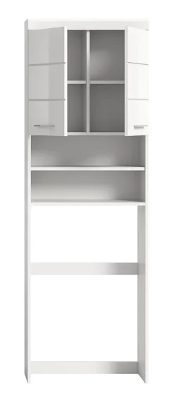 Armoire De Salle De Bains|Chb Collection Eteka - Meuble lavabo (L/H/P : 63x191x24 cm) en imitation blanc et blanc brillant profond