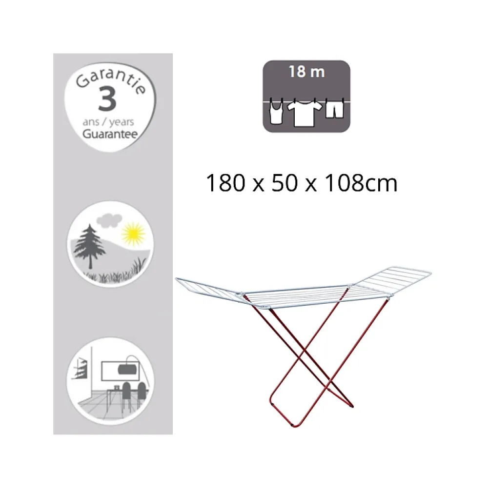 Etendoir À Linge|MSV Etendoir à ailes 18M Acier Blanc