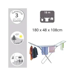 MSV Etendoir à linge à ailes 18M en Inox