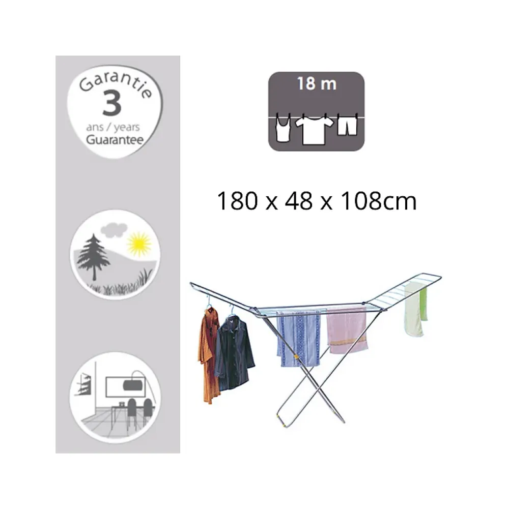 MSV Etendoir à linge à ailes 18M en Inox