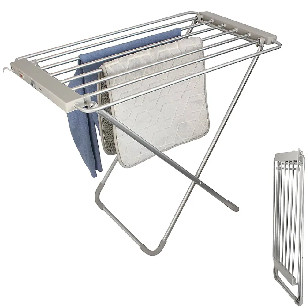 Sèche-Serviettes Électrique|Fishtec Etendoir à Linge 8 Barres + 220 V