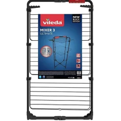 Vileda Etendoir à linge Intérieur 3 étages Séchoir à linge Pliable sur roulettes Tancarville Noir 93 x 71 x 131 cm