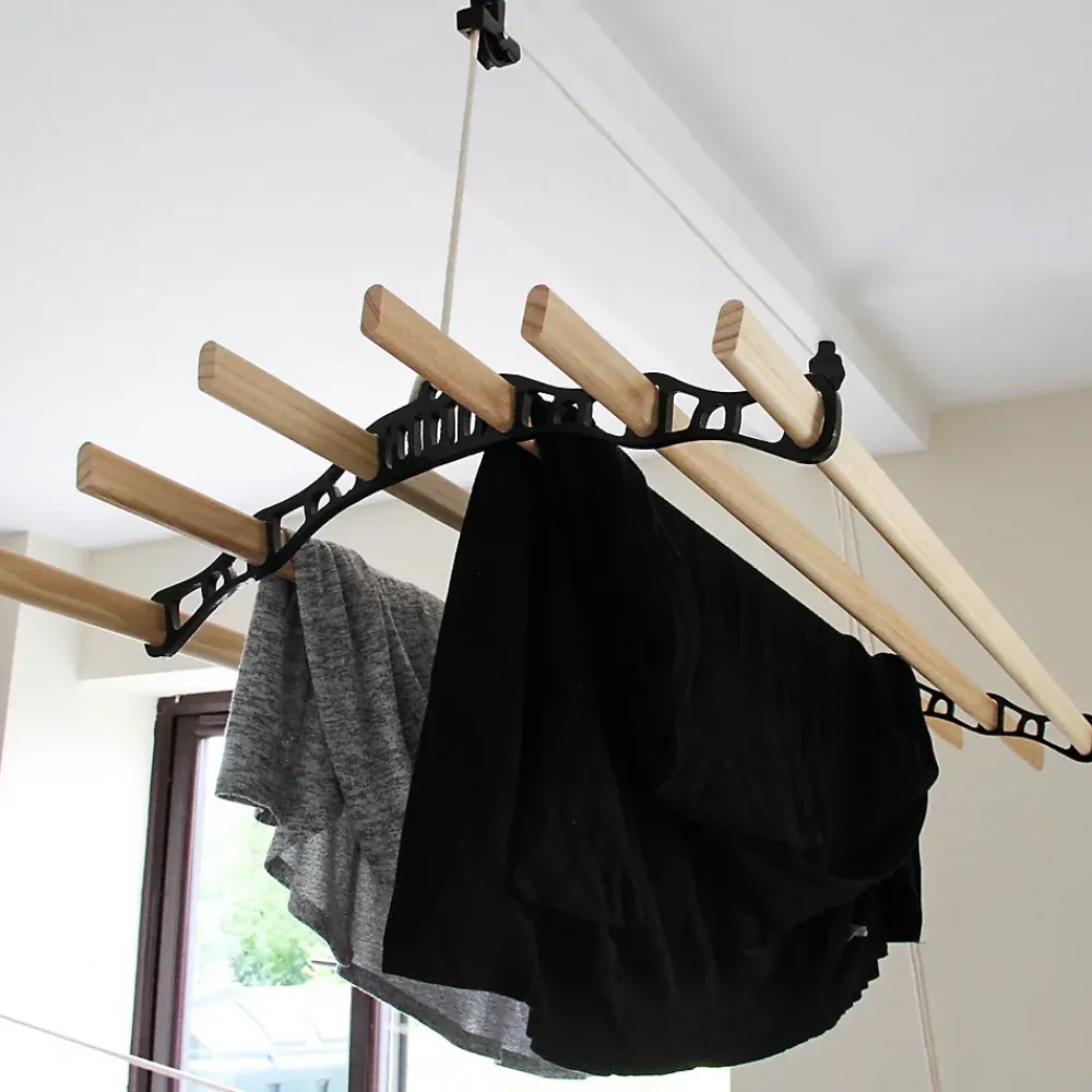 MonsterShop Etendoir à Linge Suspendu - Noir - 2m