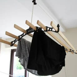 Etendoir À Linge|MonsterShop Etendoir à Linge Suspendu - Noir- 1.8m