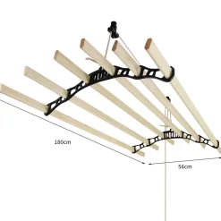 Etendoir À Linge|MonsterShop Etendoir à Linge Suspendu - Noir- 1.8m