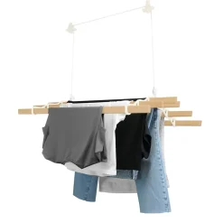 MonsterShop Etendoir à Linge Suspendu de 0,9 Mètre - Ivoire