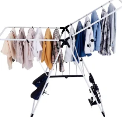 Etendoir À Linge|Giantex Etendoir a Linge Pliable Portable en Acier Inoxydable Rangement pour Vetements de Lessive