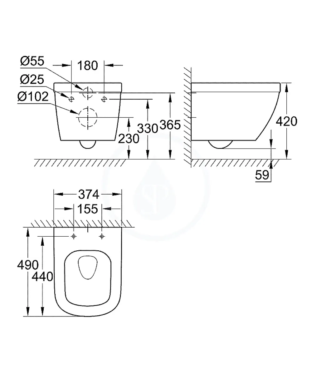 Wc Suspendu|Grohe Euro Ceramic Cuvette WC suspendue compact Triple Vortex, blanc alpin (39206000)