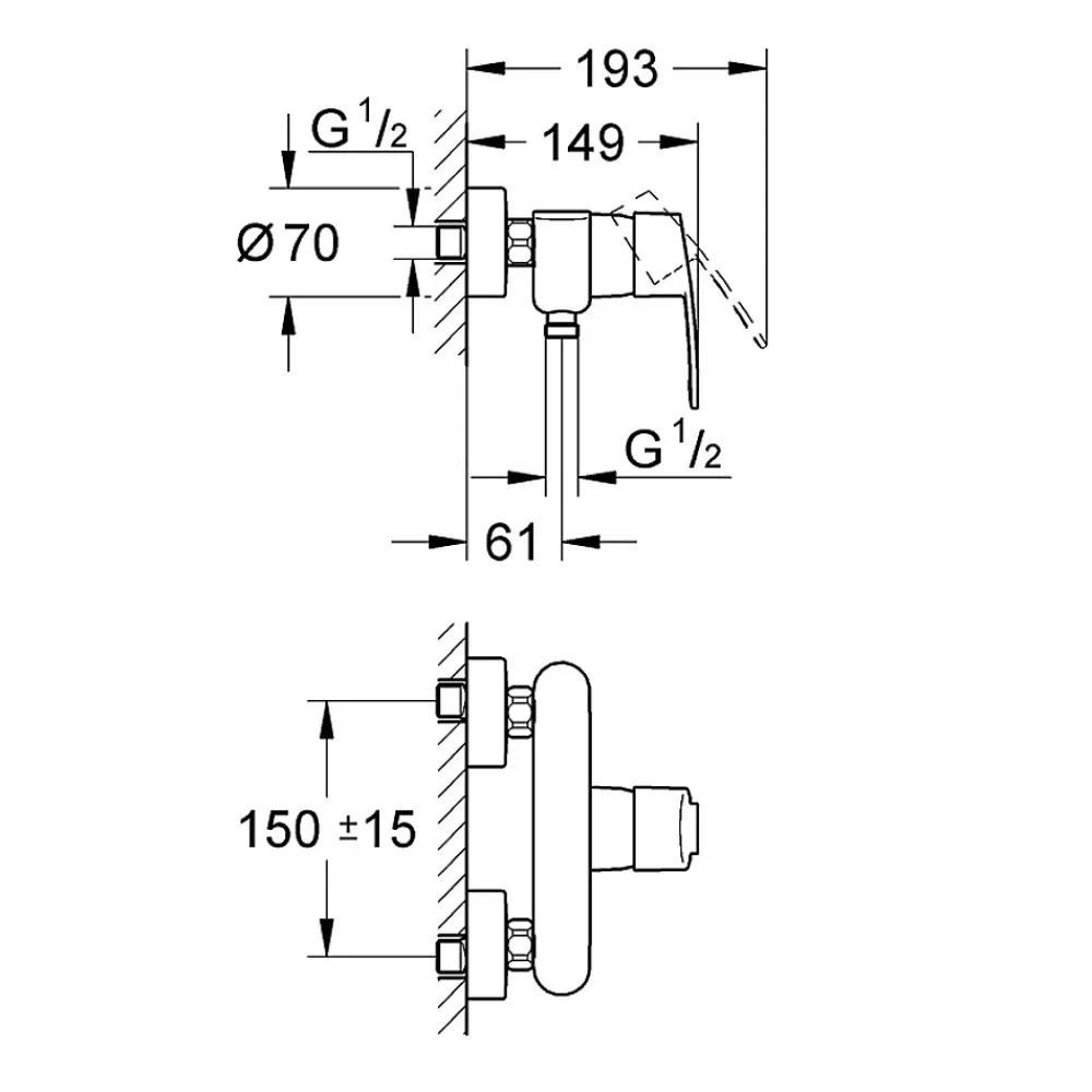Robinet De Douche|Grohe Eurostyle Cosmopolitan Mitigeur monocommande 1/2 douche (33590002)
