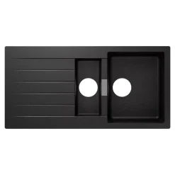 Evier Et Robinet De Buanderie|GoodHome Evier à encastrer en composite quartz gris 1,5 bacs et égouttoir l. 50 x H. 30,4 x P. 19,7 cm Torla