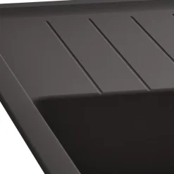 GoodHome Evier à encastrer en composite quartz noir 1 bac et égouttoir L. 86 x l. 50 x H. 28,2 cm Alland