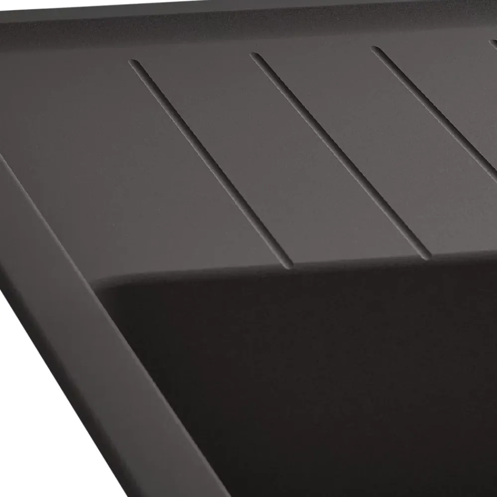 GoodHome Evier à encastrer en composite quartz noir 1 bac et égouttoir L. 86 x l. 50 x H. 28,2 cm Alland