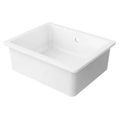 Evier Et Robinet De Buanderie|GoodHome Evier à encastrer en céramique blanc 1 bac l. 46 x L.56,5 x P. 20 cm Hyssop