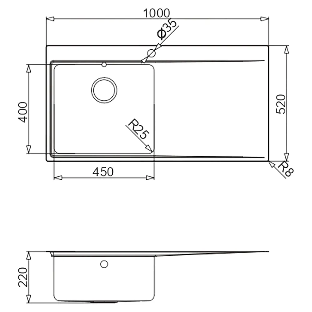 Evier Et Robinet De Buanderie|GoodHome Evier à encastrer en inox 1 bac et égouttoir l. 52 x L.100 x P. 21 cm Varenna