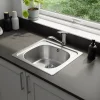 Evier à encastrer en inox 1 bac l. 43,5 x H. 15 x P. 15 cm GoodHome Bundt