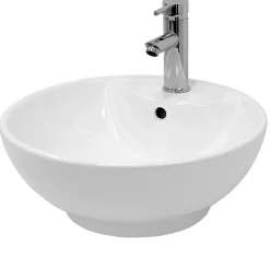 ECD Germany Evier ceramique vasque rond a poser moderne lave-mains salle de bain 455 mm