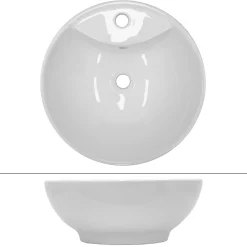 ECD Germany Evier ceramique vasque rond a poser moderne lave-mains salle de bain 455 mm