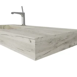 Kiamami Valentina Evier Hpl Asymétrique Avec Lavabo À Gauche 100Cm Chêne Glacé