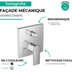 Hansgrohe Façade mitigeur mécanique encastré Vernis Shape Noir mat
