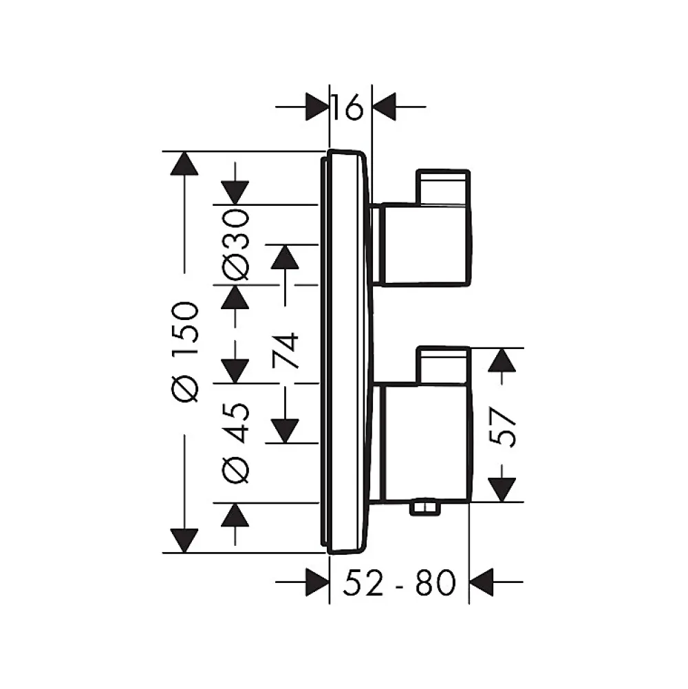 Hansgrohe Façade mitigeur thermostatique encastré Ecostat S avec robinet d'arrêt et inverseur bronze brossé