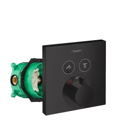 Hansgrohe Façade pour mitigeur thermostatique encastré ShowerSelect avec 2 fonctions noir mat et corps encastré iBox
