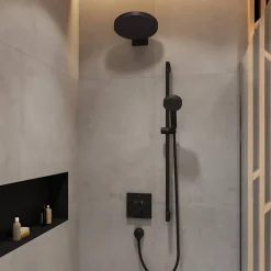 Hansgrohe Façade pour mitigeur thermostatique encastré ShowerSelect avec 2 fonctions noir mat et corps encastré iBox