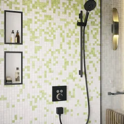 Hansgrohe Façade pour mitigeur thermostatique encastré ShowerSelect avec 2 fonctions noir mat et corps encastré iBox