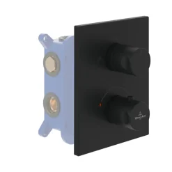 Robinet De Douche|Villeroy & Boch Façade thermostatique 2 voies VILLEROY ET BOCH Universal rectangle Noir mat + corps encastré