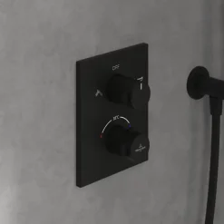 Robinet De Douche|Villeroy & Boch Façade thermostatique 2 voies VILLEROY ET BOCH Universal rectangle Noir mat + corps encastré